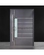 Dunkle anthrazitfarbene Aluminium-Haustür mit Glas