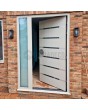 Aluminium-Drehflügeltür LIM mit linkem Seitenfenster (Ansicht von außen) 