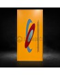 Orangefarbene Aluminium-Haustür mit bunten Ovalen