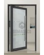 PIVOT Glass S2 - Aluminium mattierte Drehtür mit zwei transparenten Streifen