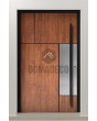 LIM V35 - Aluminium-Haustür mit Holzstruktur und Inox-Dekor