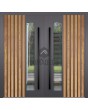 LIM RAIL4 double - Aluminium-Doppeltür mit vertikalen Lamellen und Fenster