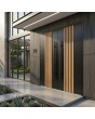 Schwarze Aluminium-Doppeltür mit vertikalen Lamellen aus Aluminiumprofilen
