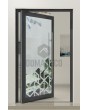 PIVOT Glass S – mattierte Aluminium-Drehtür mit transparentem Motiv