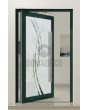 PIVOT Glass S – mattierte Aluminium-Drehtür mit transparentem Motiv