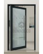 PIVOT Glas S3 - Aluminium mattierte Drehtür mit drei transparenten Streifen