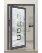 PIVOT Glass S2 - Aluminium mattierte Drehtür mit zwei transparenten Streifen