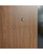 PIVOT V35 – Eingangstür aus Aluminium mit Holzstruktur und Edelstahl-Dekor