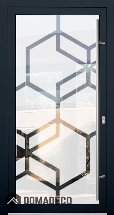 LIM Glass S13 - mattierte Aluminium-Sicherheitstür mit transparentem Dekor