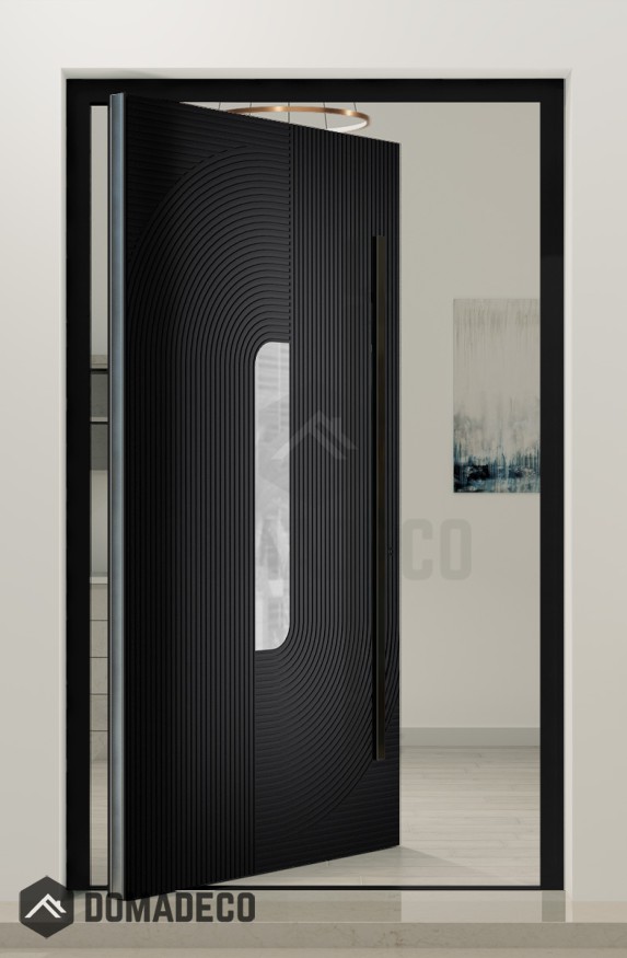 PIVOT V22 – Aluminium-Drehtür mit Holzdekor