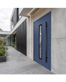 Moderne Haustür aus Aluminium in Blau