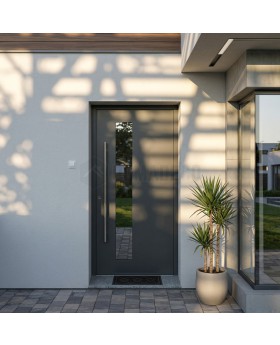 Maßgefertigte Aluminium-Haustür in Anthrazit mit Glas
