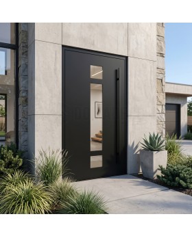 Moderne schwarze Aluminium-Haustür für Wohnhäuser