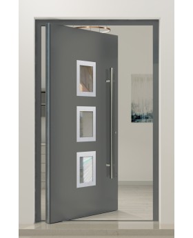 PIVOT Izobar – Aluminium-Einflügeltür mit fünf Fenstern