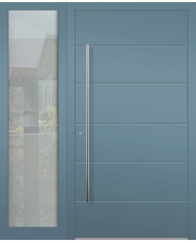 Aluminium-Drehflügeltür LIM mit linkem Seitenfenster (Ansicht von außen) 
