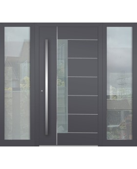 Aluminium-Drehflügeltür LIM mit linkem und rechtem Seitenfenster 