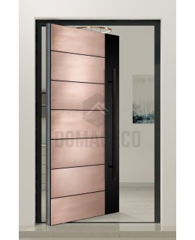 PIVOT M15 - Aluminium-Schwenktür mit Kupfertextur aus gefrästem Metall