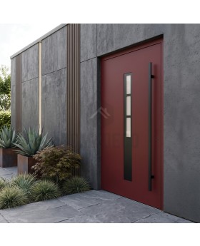Eingangstür aus Aluminium in der Farbe „Claret Violet“