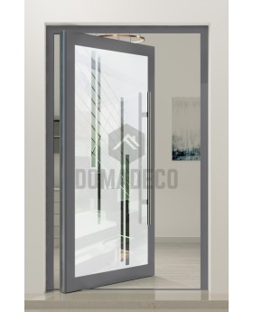PIVOT Glass S10 - Aluminium mattierte Drehtür mit transparentem Dekor