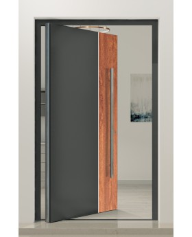 PIVOT V22 – Aluminium-Drehtür mit Holzdekor
