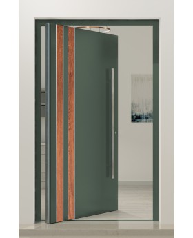 PIVOT V28 – Aluminium-Haustür mit Holzdekor