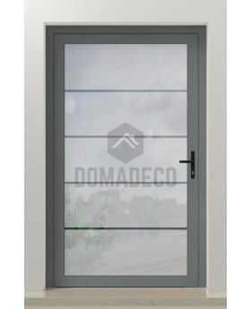 PIVOT Glass S4 - Aluminium mattierte Drehtür mit vier transparenten Streifen