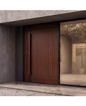 Aluminium-Haustür mit einer Oberfläche aus sublimiertem Mahagoniholz