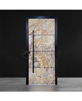Aluminium-Haustür mit Sandstein