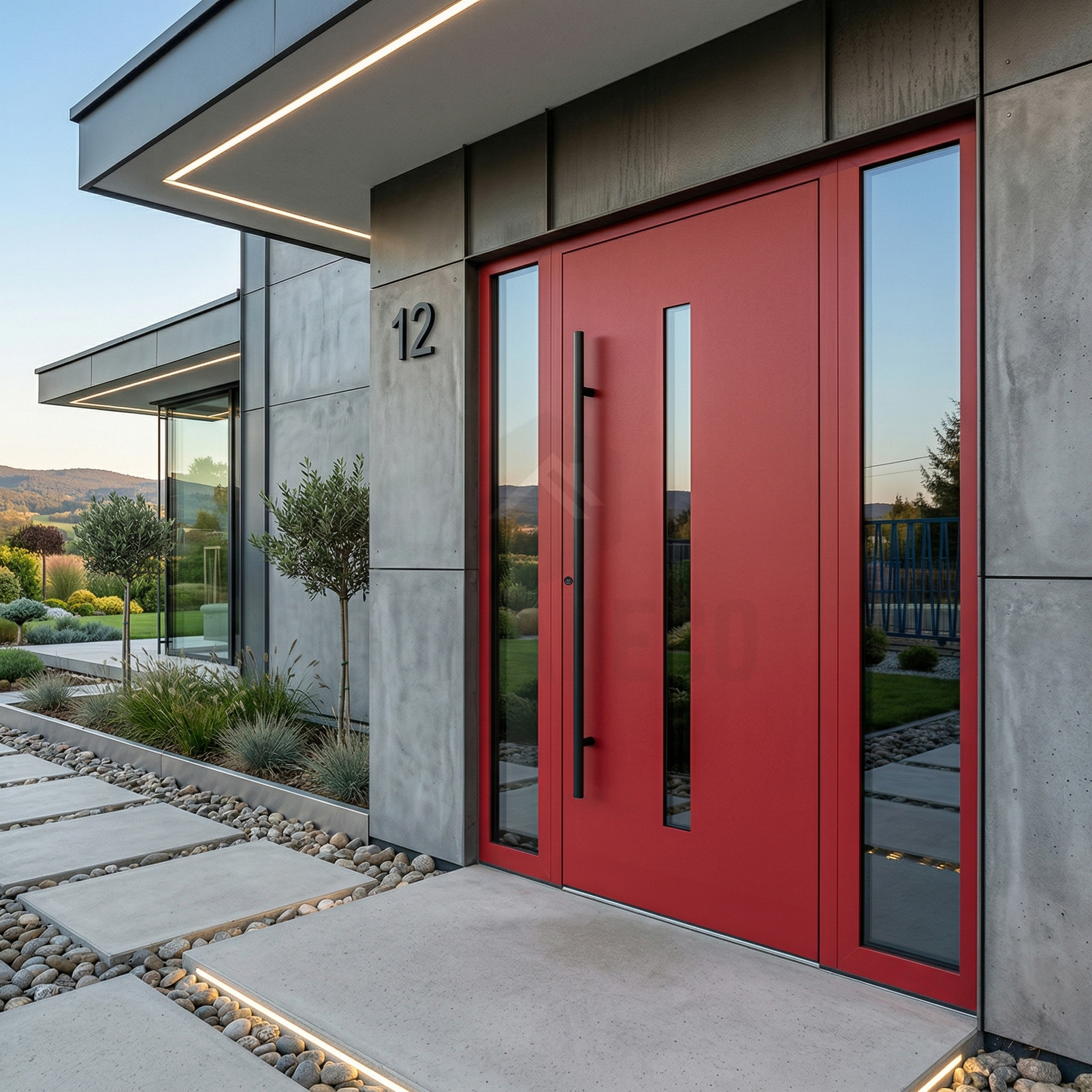 Rote Aluminium-Haustür