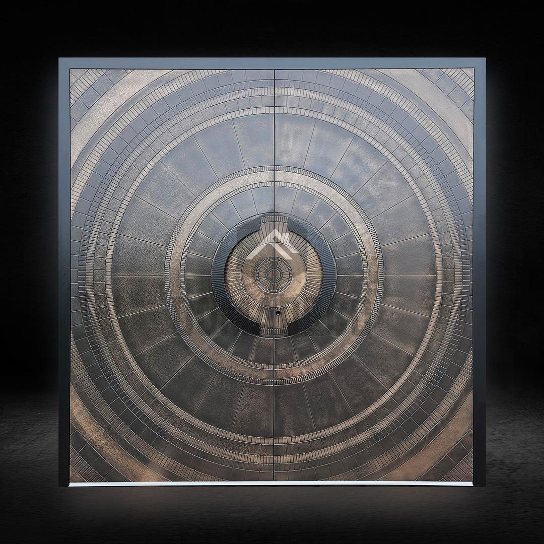 Doppelflügeltür aus Aluminium mit brauner Flüssigmetallbeschichtung