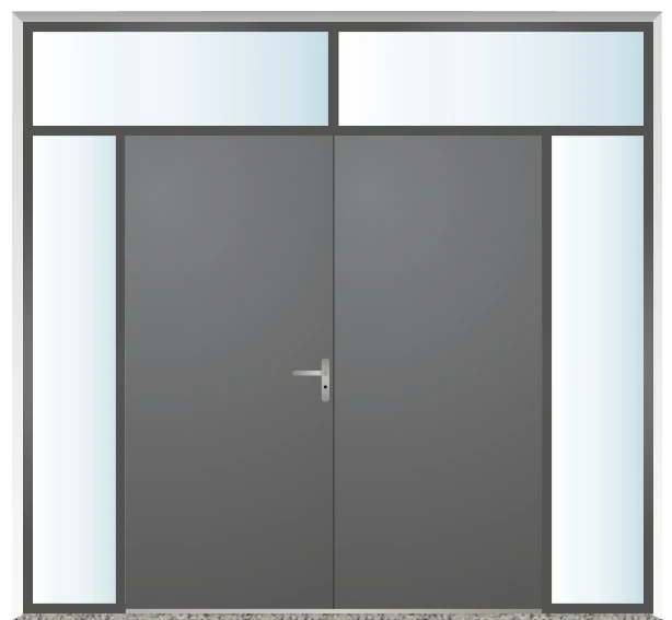 Doppeltür mit linkem und rechtem Seitenteil und Oberlicht