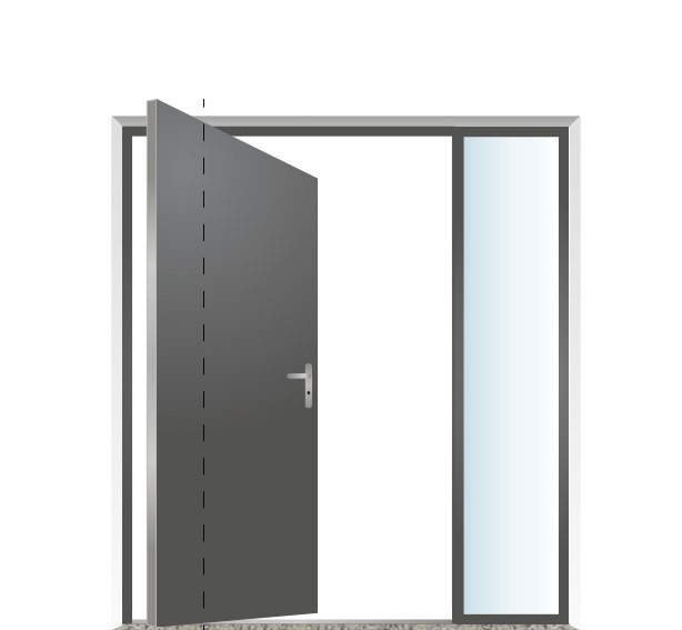 Pivot-Tür mit rechter Seitenwand