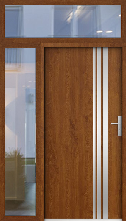 kundenspezifische Konfiguration - STA Tür mit linkem Seitenteil und Oberlicht (Ansicht von außen)